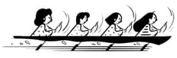 Illustration of four people rowing a boat together